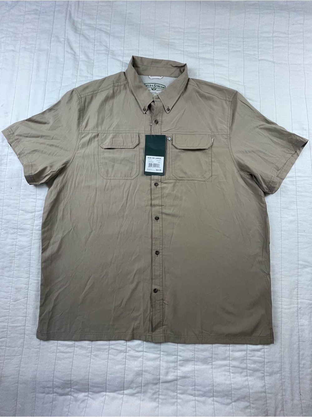Field & Stream Short Sleeve Button-Down  Quick Dry Shirt in Tan XXL